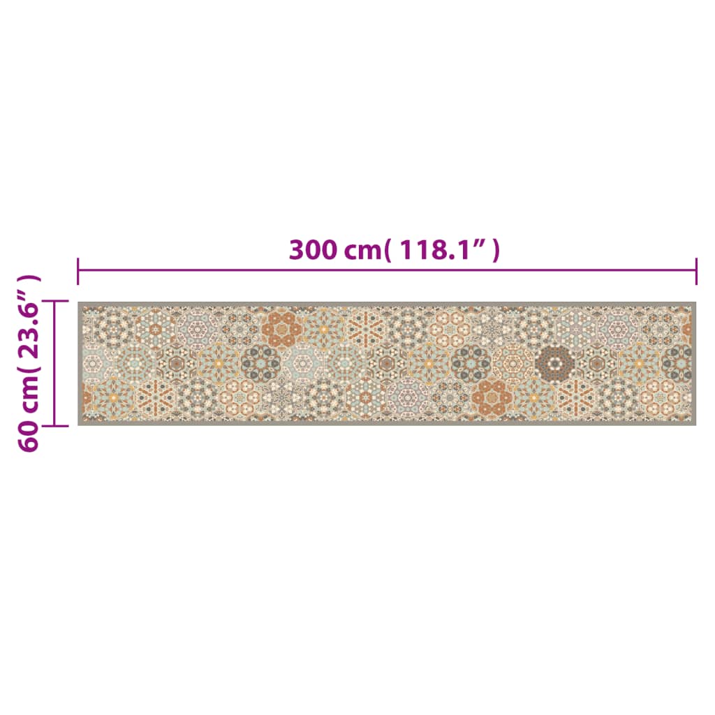Kuhinjski tepih perivi pastelni šesterokuti 60x300cm baršunasti