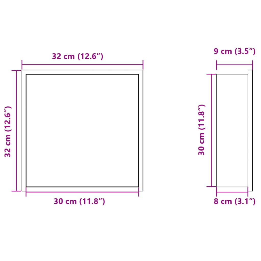 Niša za tuš mat crna 32x32x9 cm nehrđajući čelik
