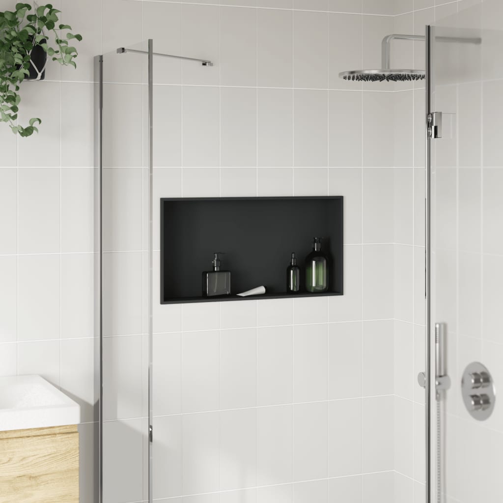 Niša za tuš mat crna 62x32x9 cm nehrđajući čelik
