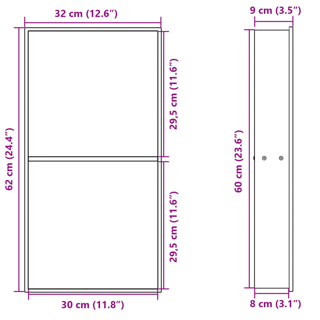 Niša za tuš boje poliranog srebra 32x62x9 cm nehrđajući čelik