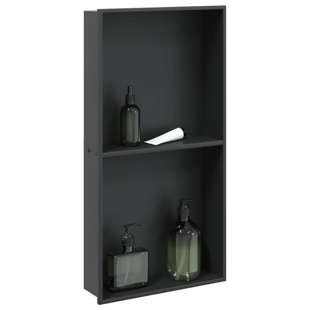 Niša za tuš mat crna 32x62x9 cm nehrđajući čelik