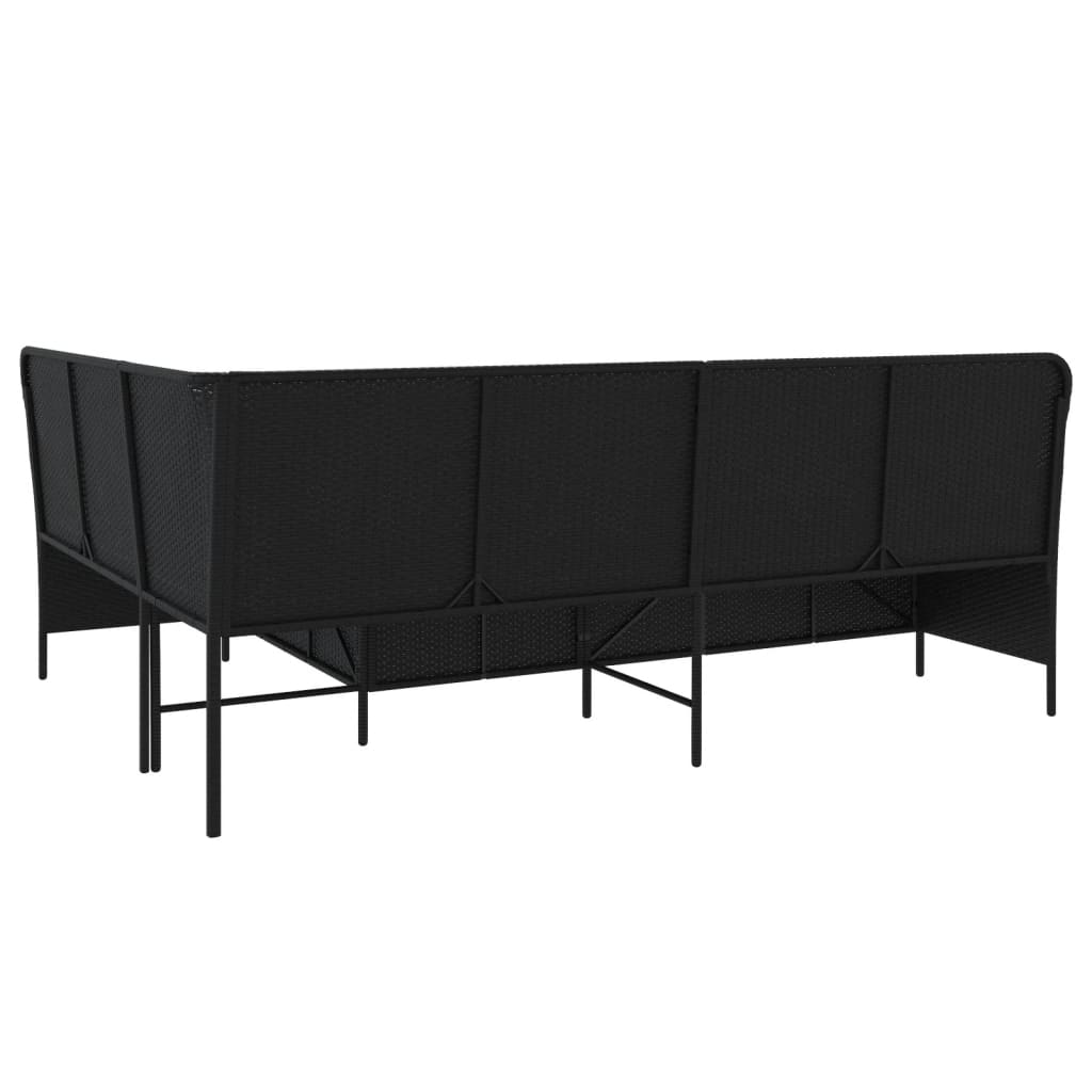Vrtna sofa s jastucima L-oblika crni poli ratan