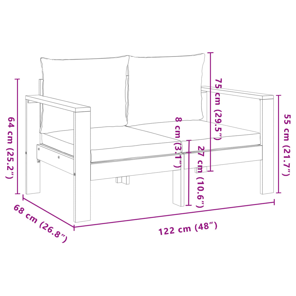 3-dijelna set vrtnih sofa s jastucima masivno bagremovo drvo