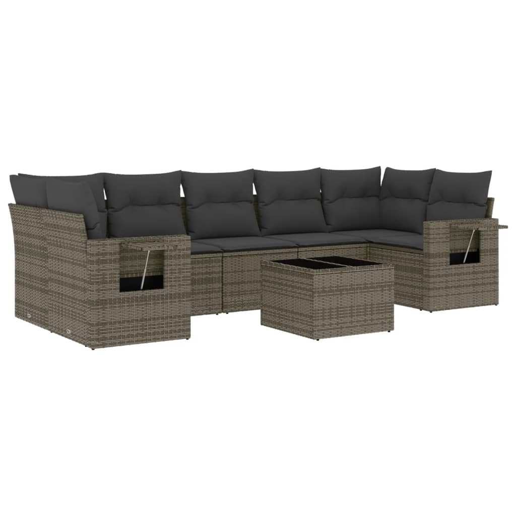 8-dijelni set vrtnih sofa od poliratana s jastucima sivi