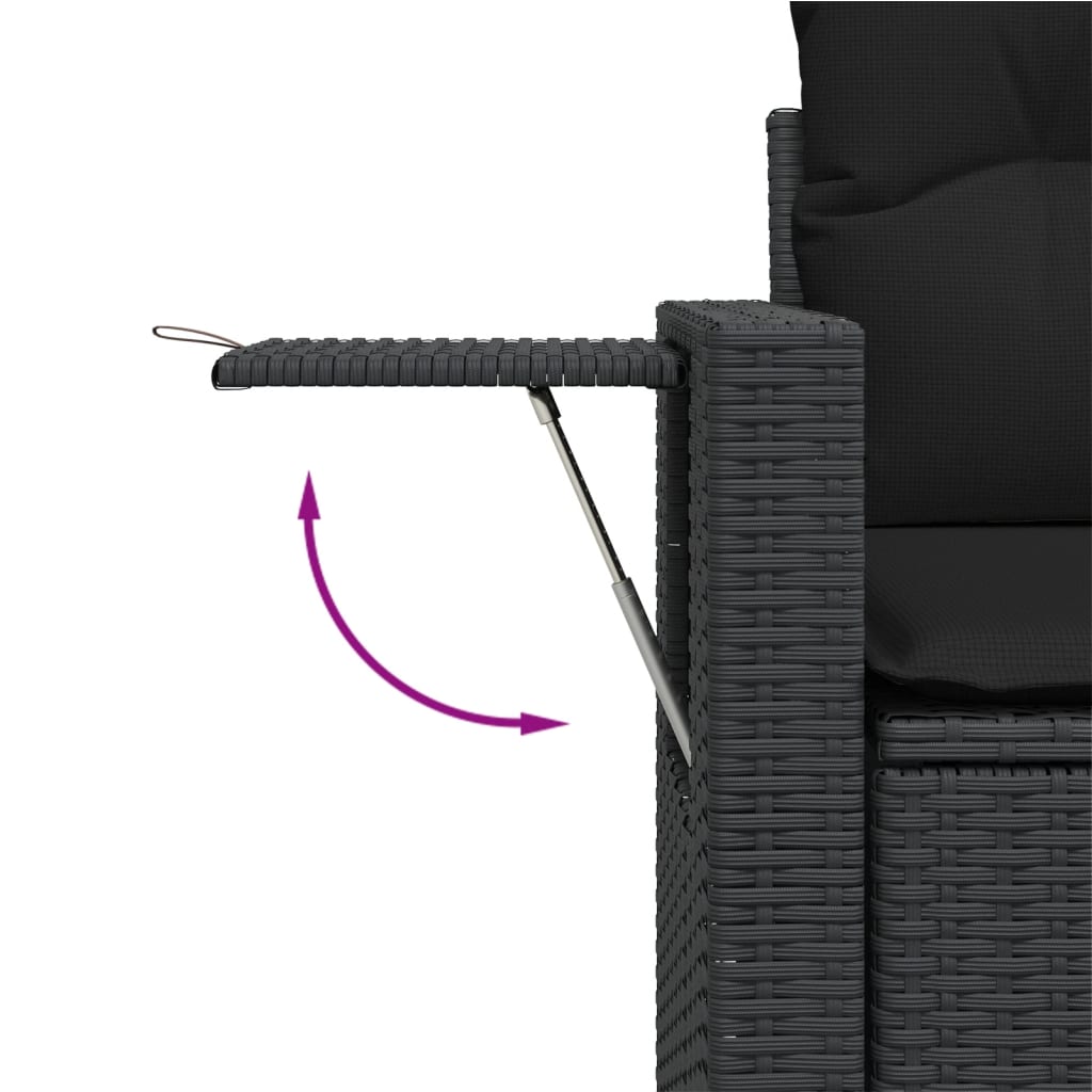 7-dijelni set vrtnih sofa od poliratana s jastucima crni