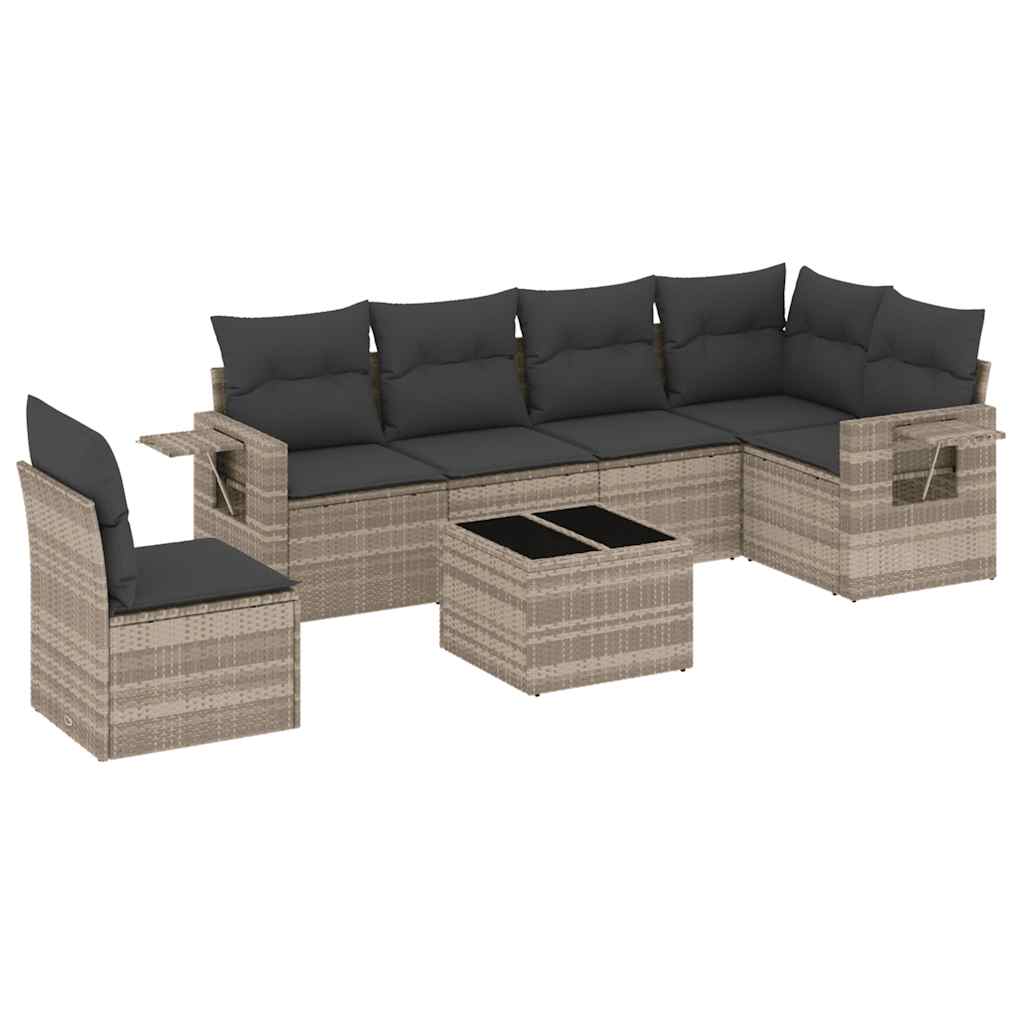 7-dijelni set vrtnih sofa svjetlosivi od poliratana