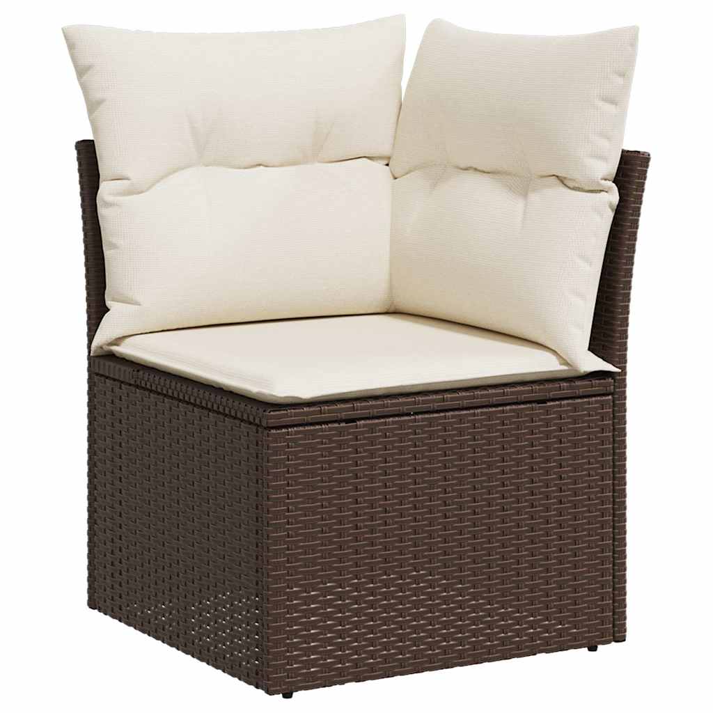9-dijelni set vrtnih sofa s jastucima poliratan smeđi
