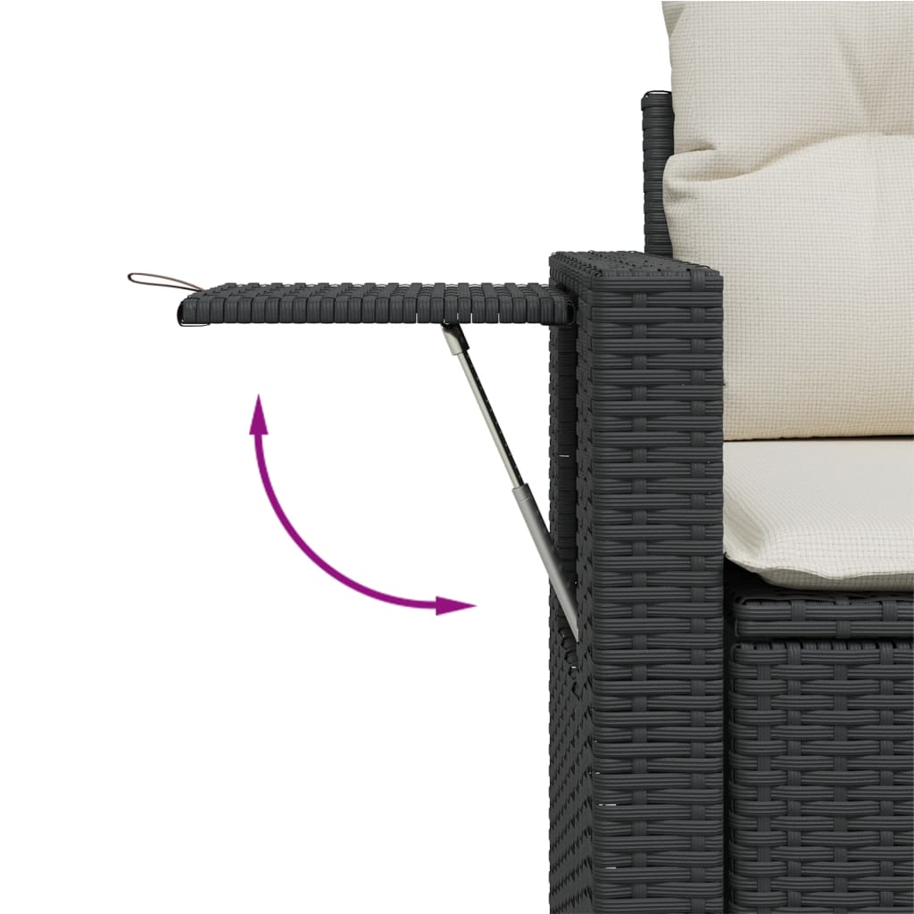 9-dijelni set vrtnih sofa s jastucima crni od poliratana