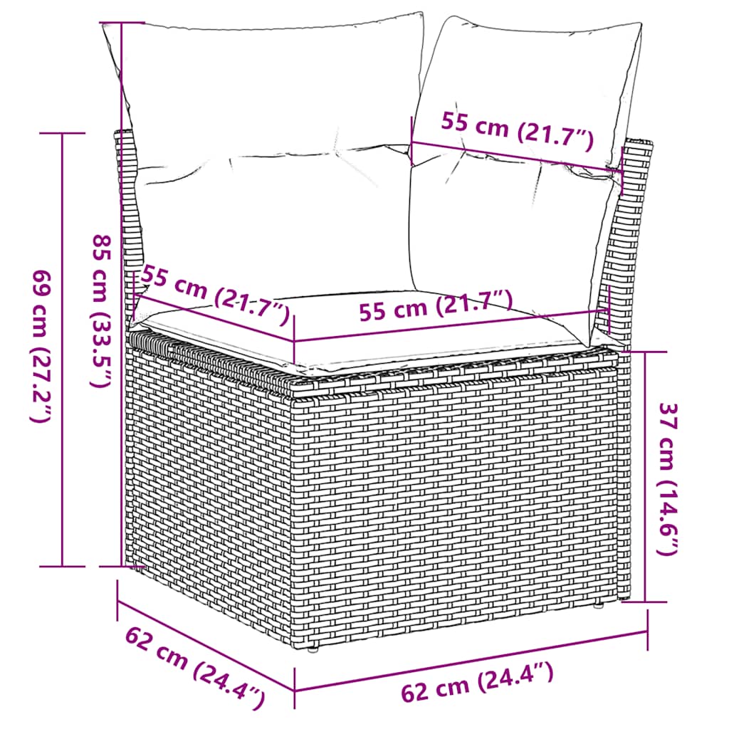9-dijelni set vrtnih sofa s jastucima poliratan smeđi
