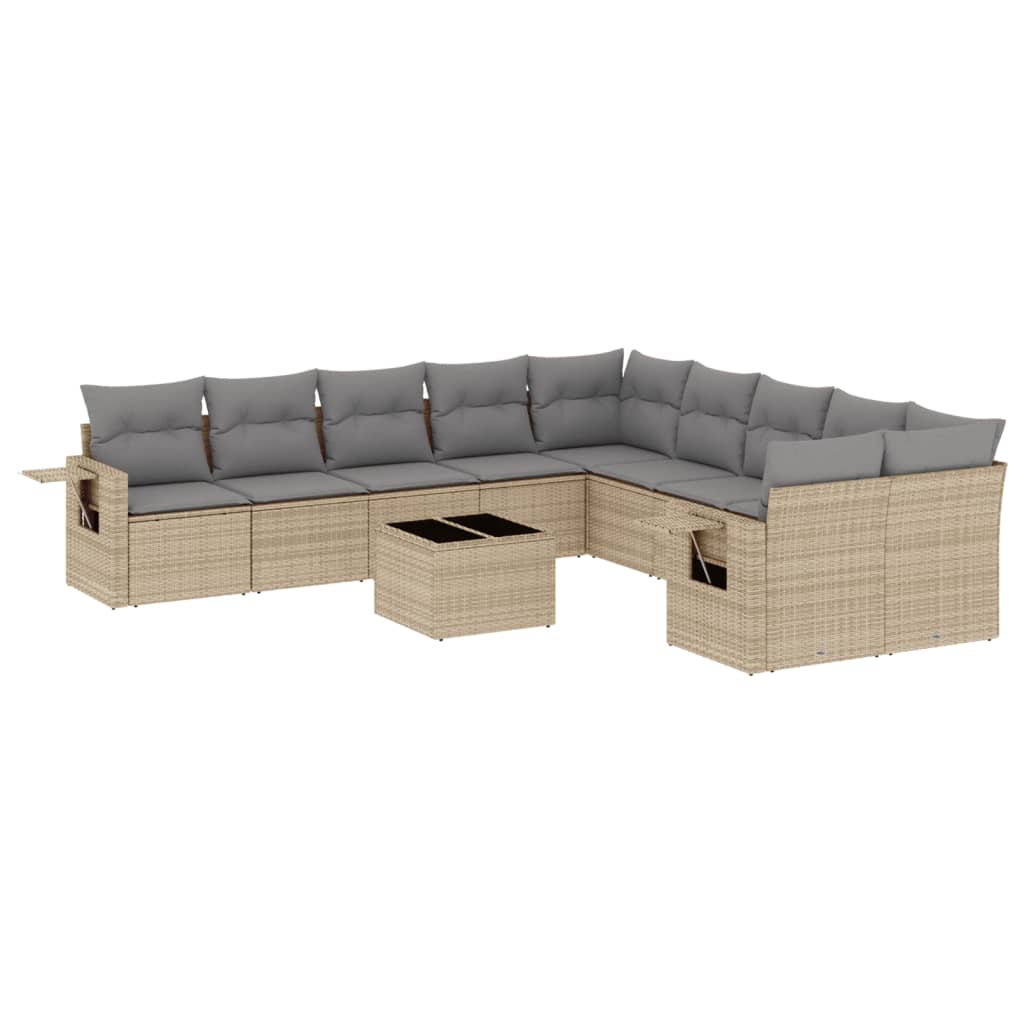 11-dijelni set vrtnih sofa od poliratana s jastucima bež