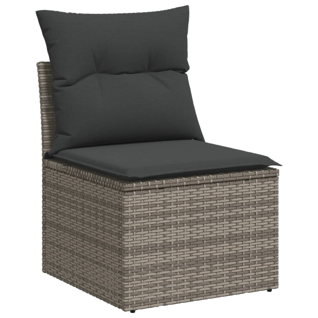 4-dijelni set vrtnih sofa od poliratana s jastucima sivi