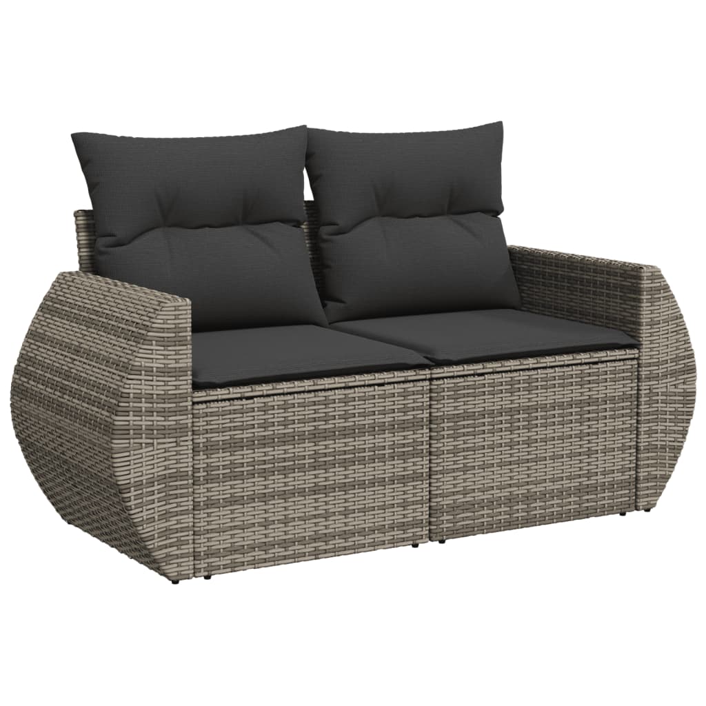 4-dijelni set vrtnih sofa od poliratana s jastucima sivi