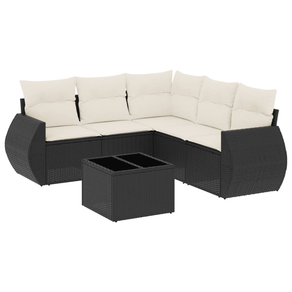6-dijelni set vrtnih sofa s jastucima crni od poliratana