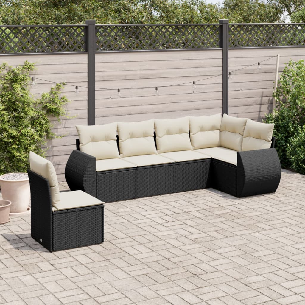 6-dijelni set vrtnih sofa s jastucima crni od poliratana