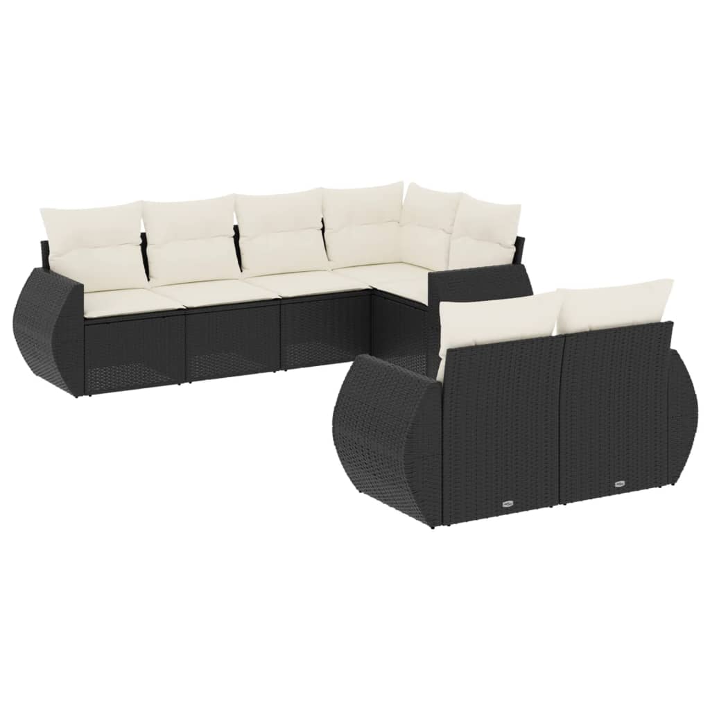 7-dijelni set vrtnih sofa od poliratana s jastucima crni