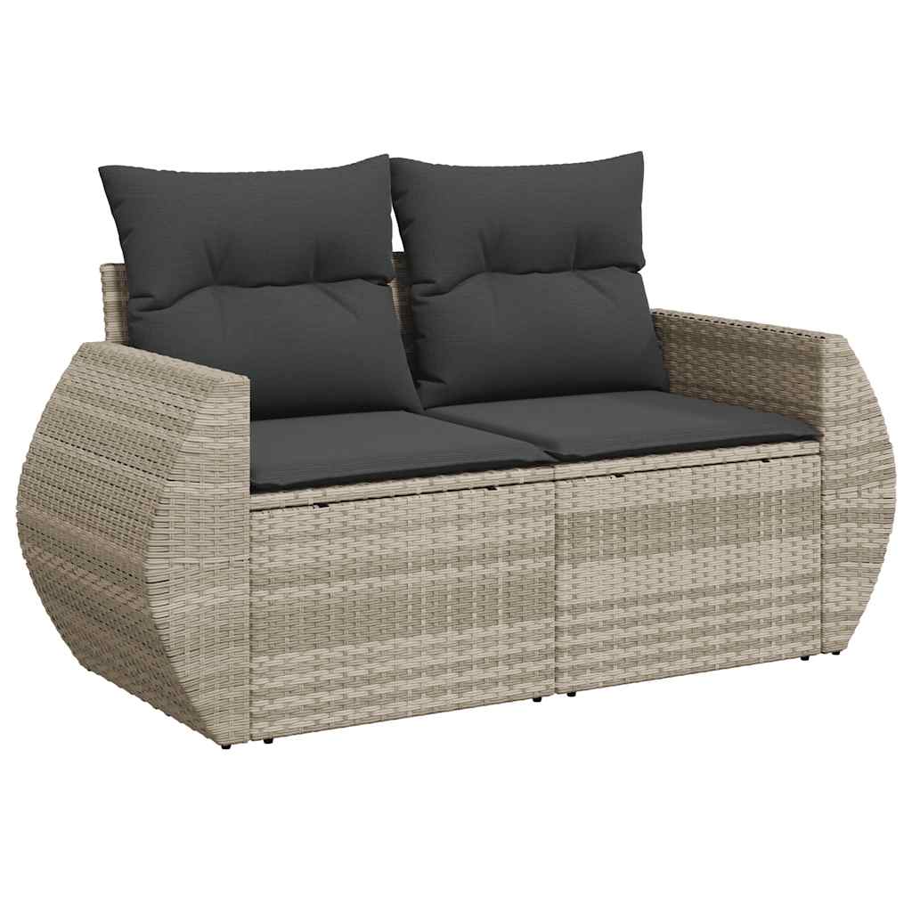9-dijelni set vrtnih sofa od poliratana s jastucima svjetlosivi