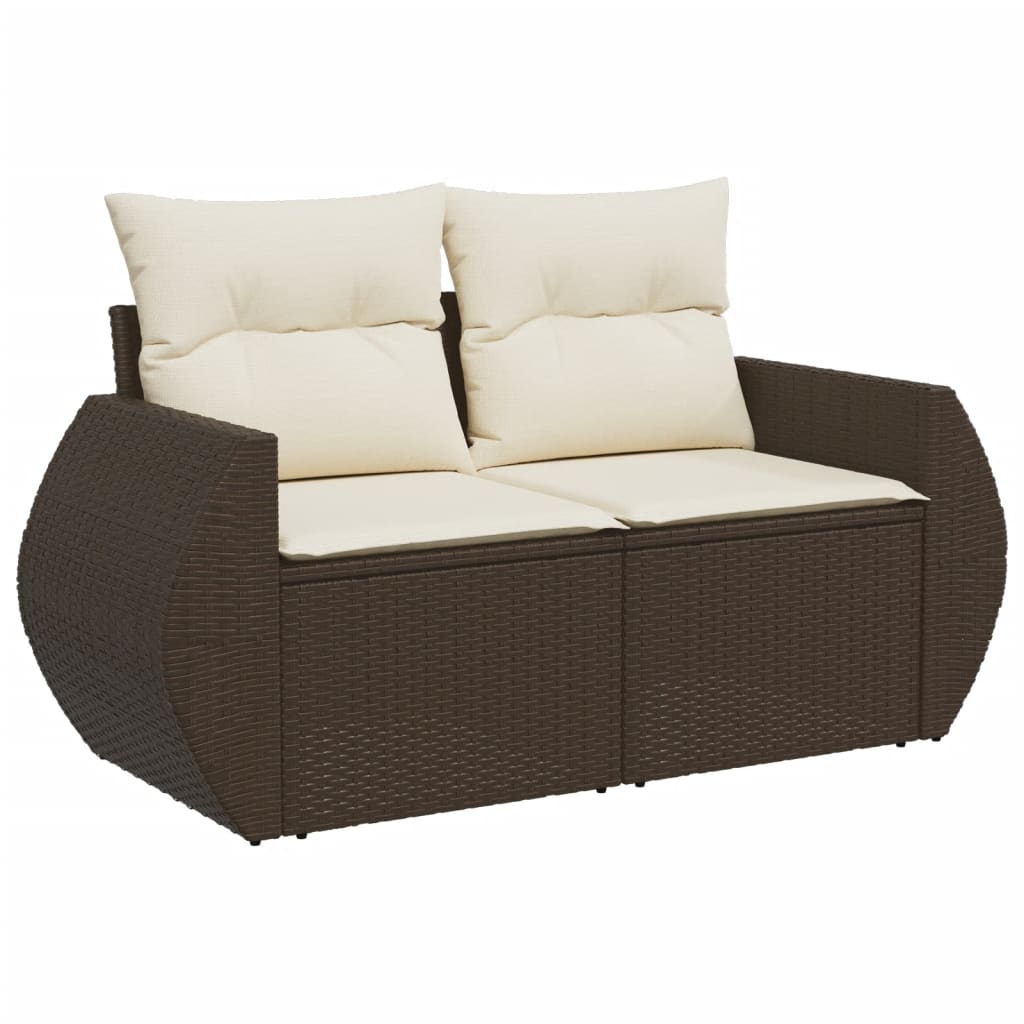 9-dijelni set vrtnih sofa s jastucima poliratan smeđi