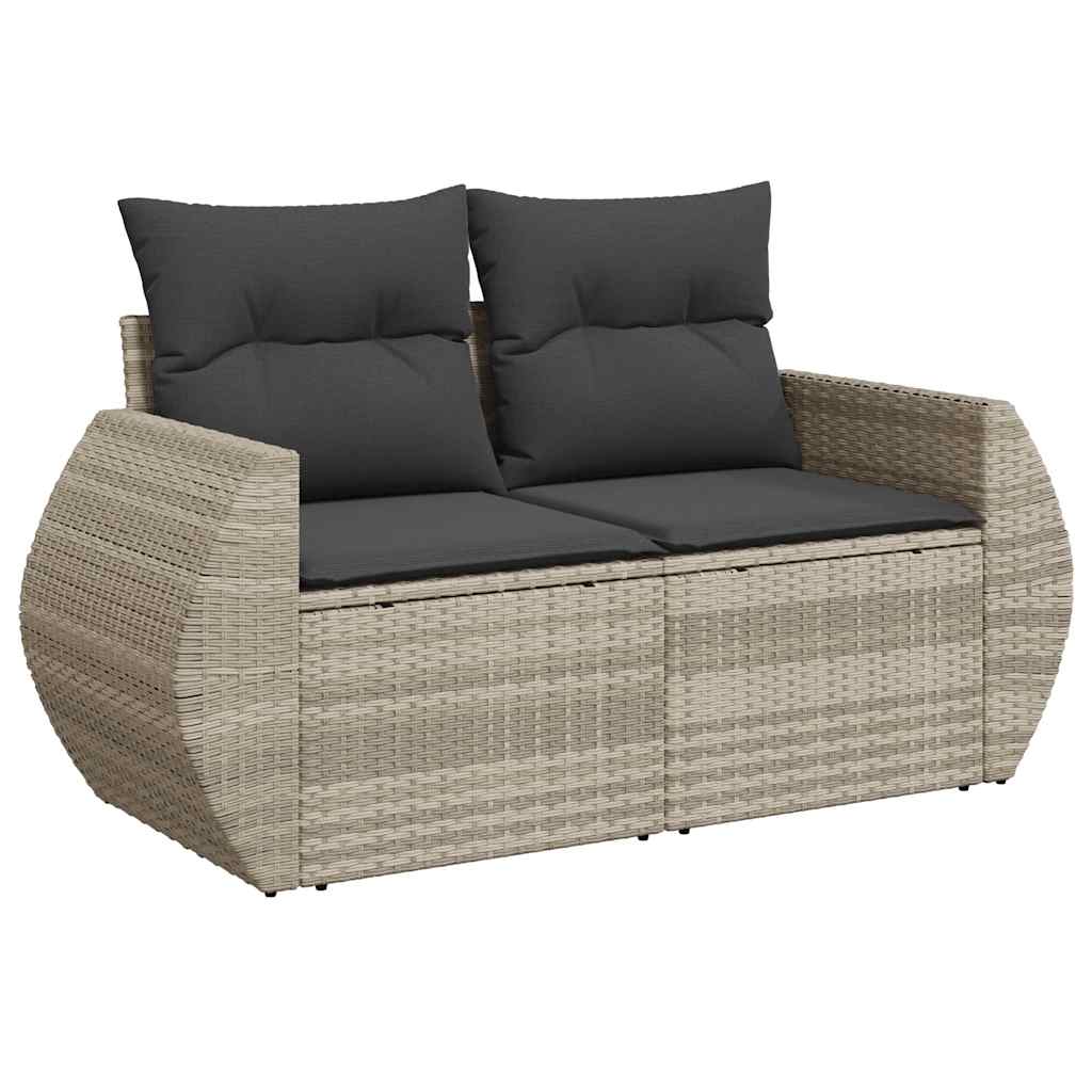 8-dijelni set vrtnih sofa od poliratana s jastucima svjetlosivi