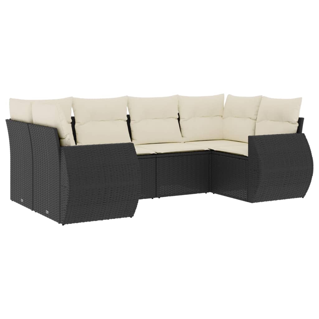 6-dijelni set vrtnih sofa s jastucima crni od poliratana