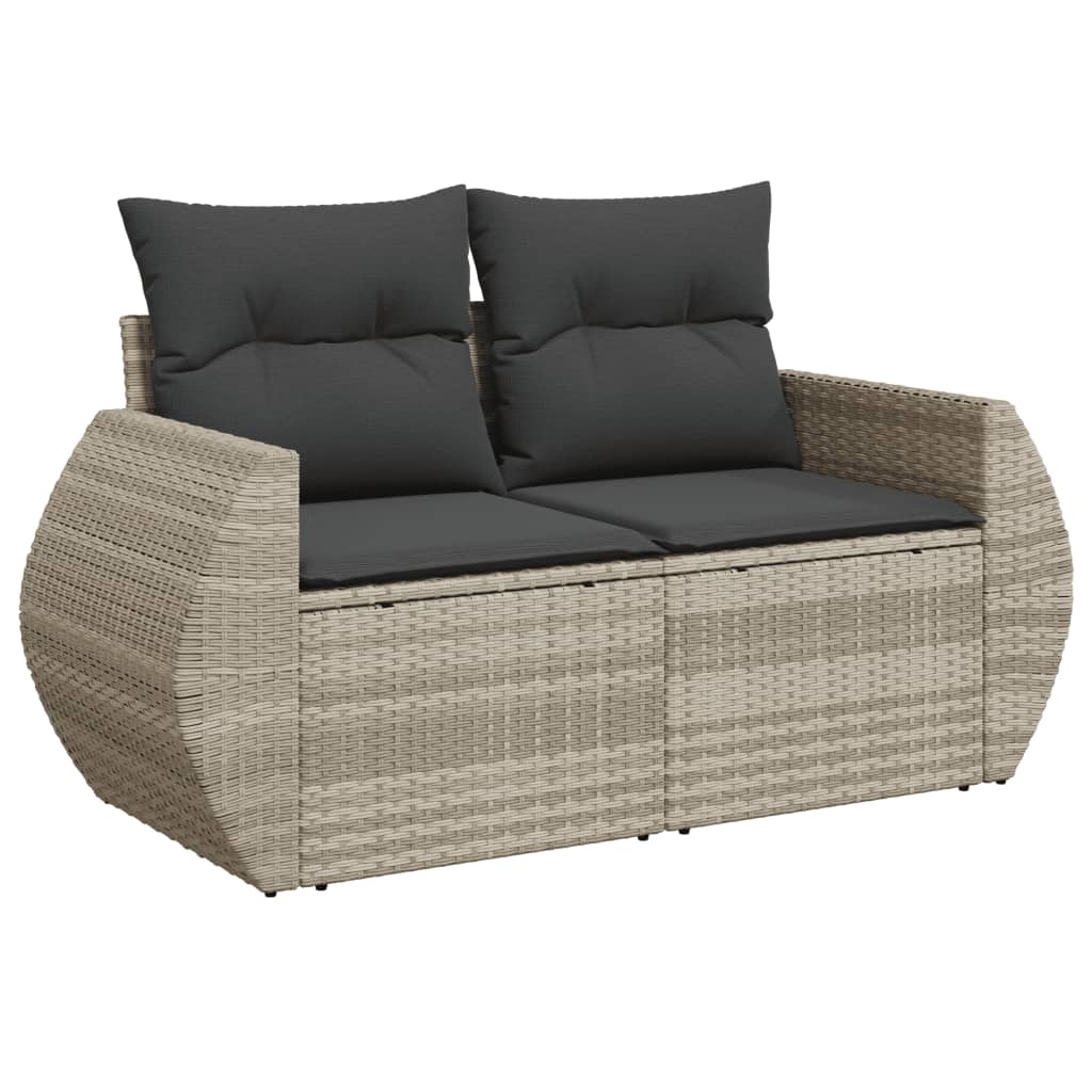 10-dijelni set vrtnih sofa poliratan s jastucima svijetlosivi