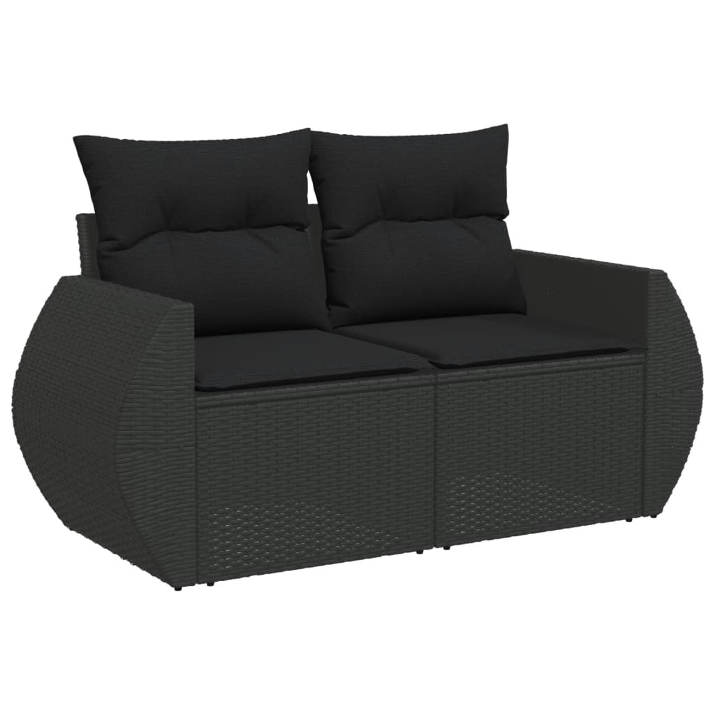 10-dijelni set vrtnih sofa s jastucima crni od poliratana