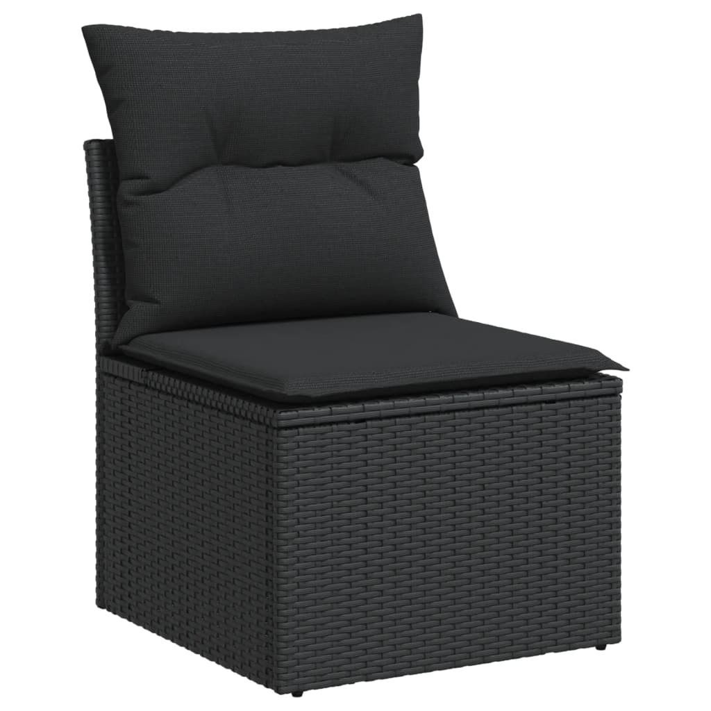 10-dijelni set vrtnih sofa s jastucima crni od poliratana