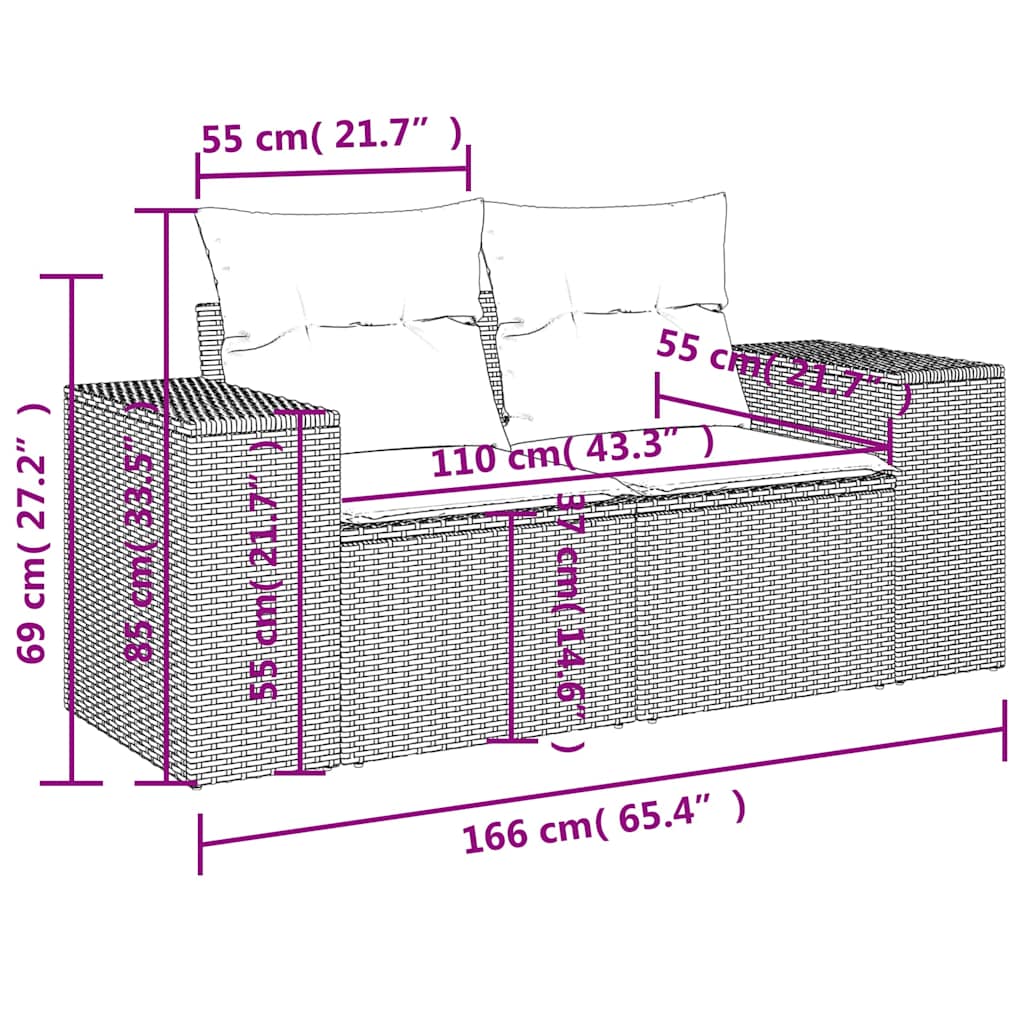 4-dijelni set vrtnih sofa s jastucima svijetlosivi poliratan