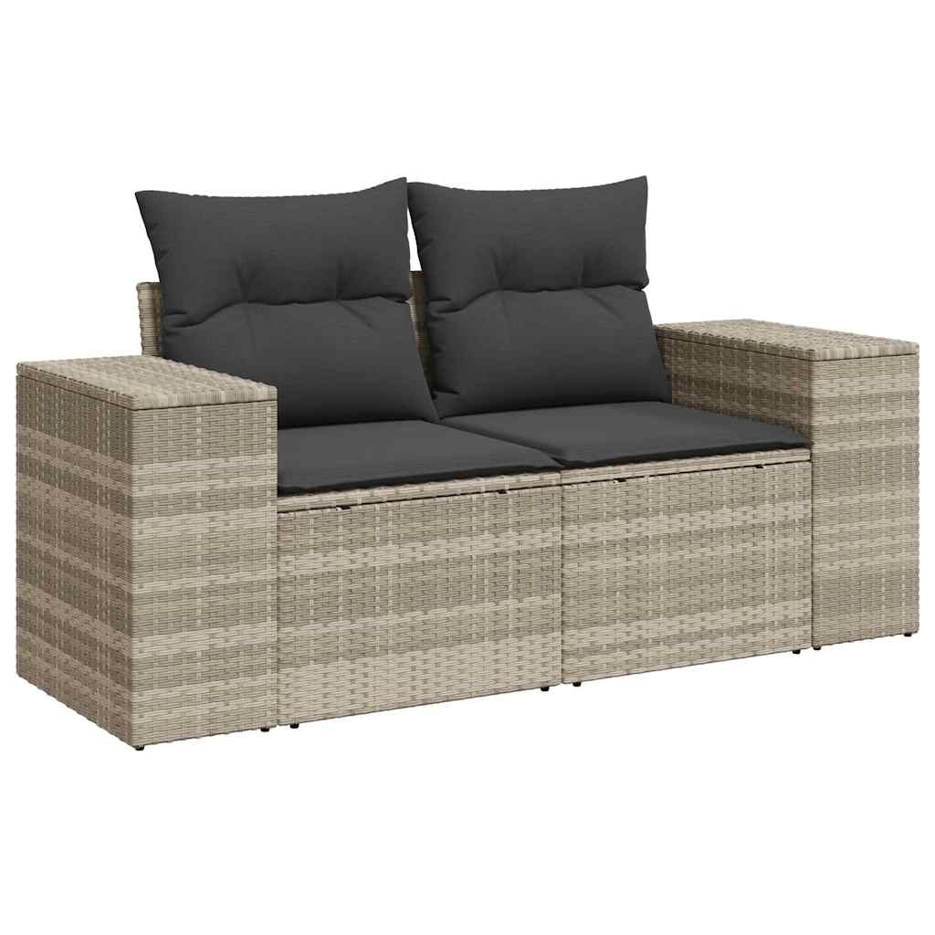 8-dijelni set vrtnih sofa od poliratana s jastucima svjetlosivi