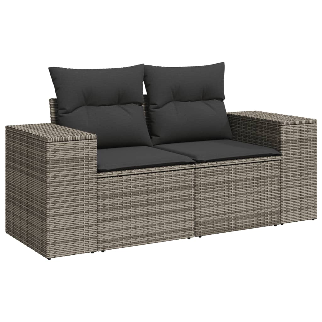 6-dijelni set vrtnih sofa od poliratana s jastucima sivi