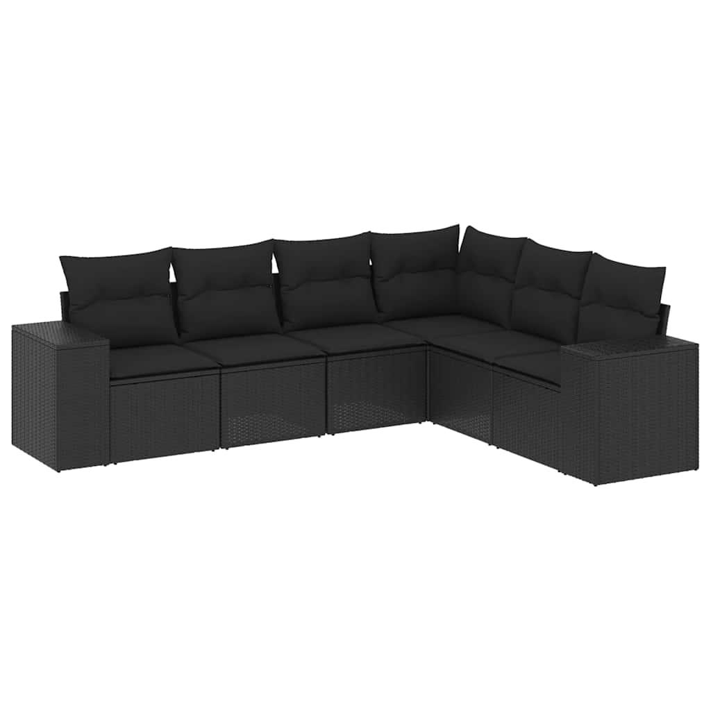 6-dijelni set vrtnih sofa s jastucima crni od poliratana