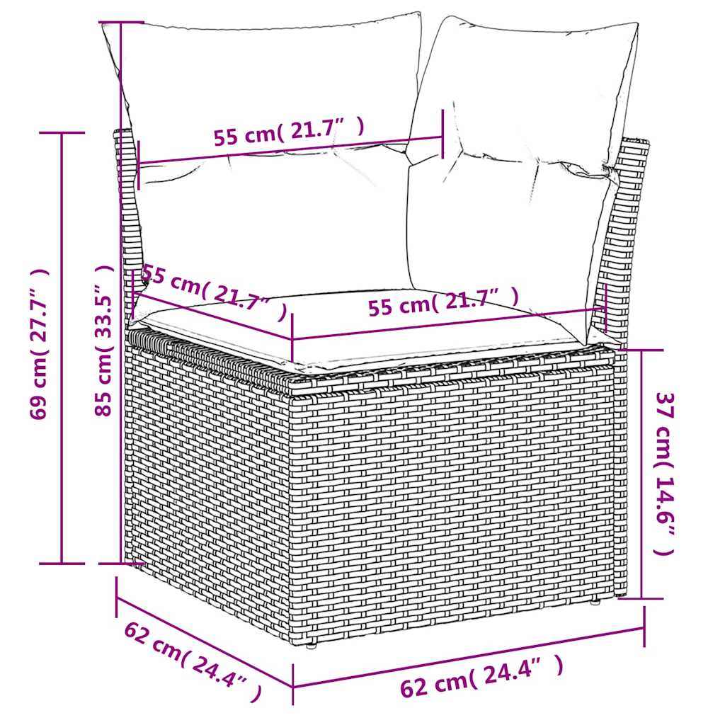 6-dijelni set vrtnih sofa s jastucima crni od poliratana