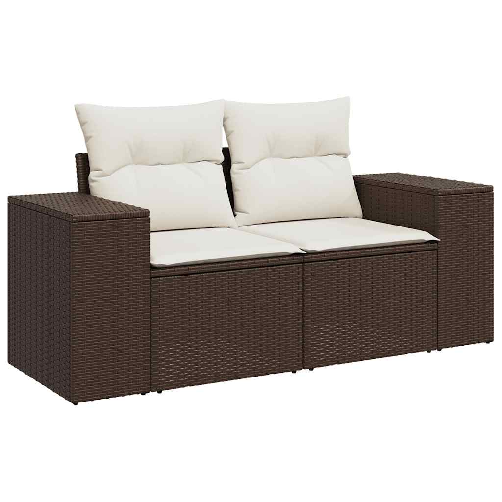 9-dijelni set vrtnih sofa s jastucima poliratan smeđi