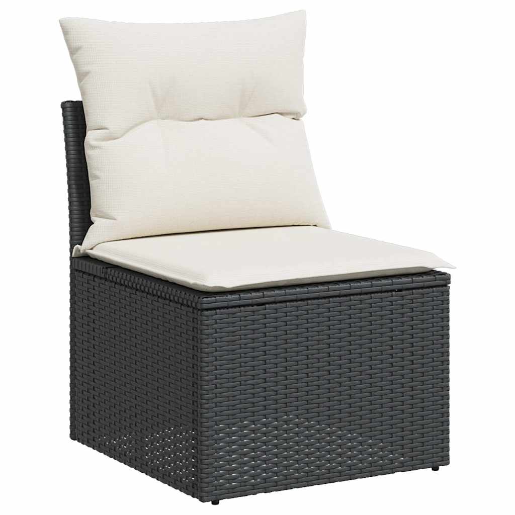 7-dijelni set vrtnih sofa od poliratana s jastucima crni
