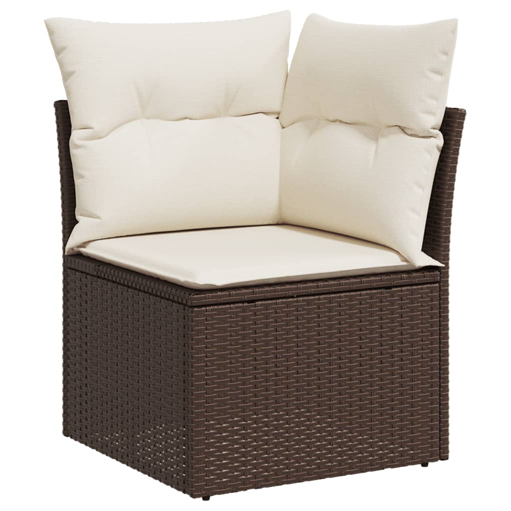 8-dijelni set vrtnih sofa s jastucima smeđi od poliratana