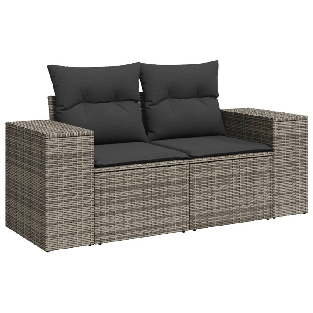 9-dijelni set vrtnih sofa od poliratana s jastucima sivi