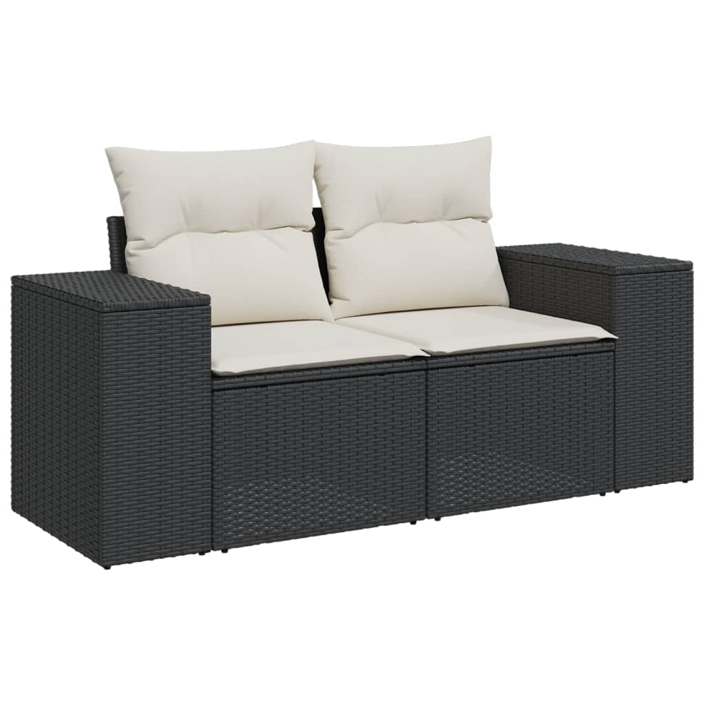 9-dijelni set vrtnih sofa s jastucima crni od poliratana