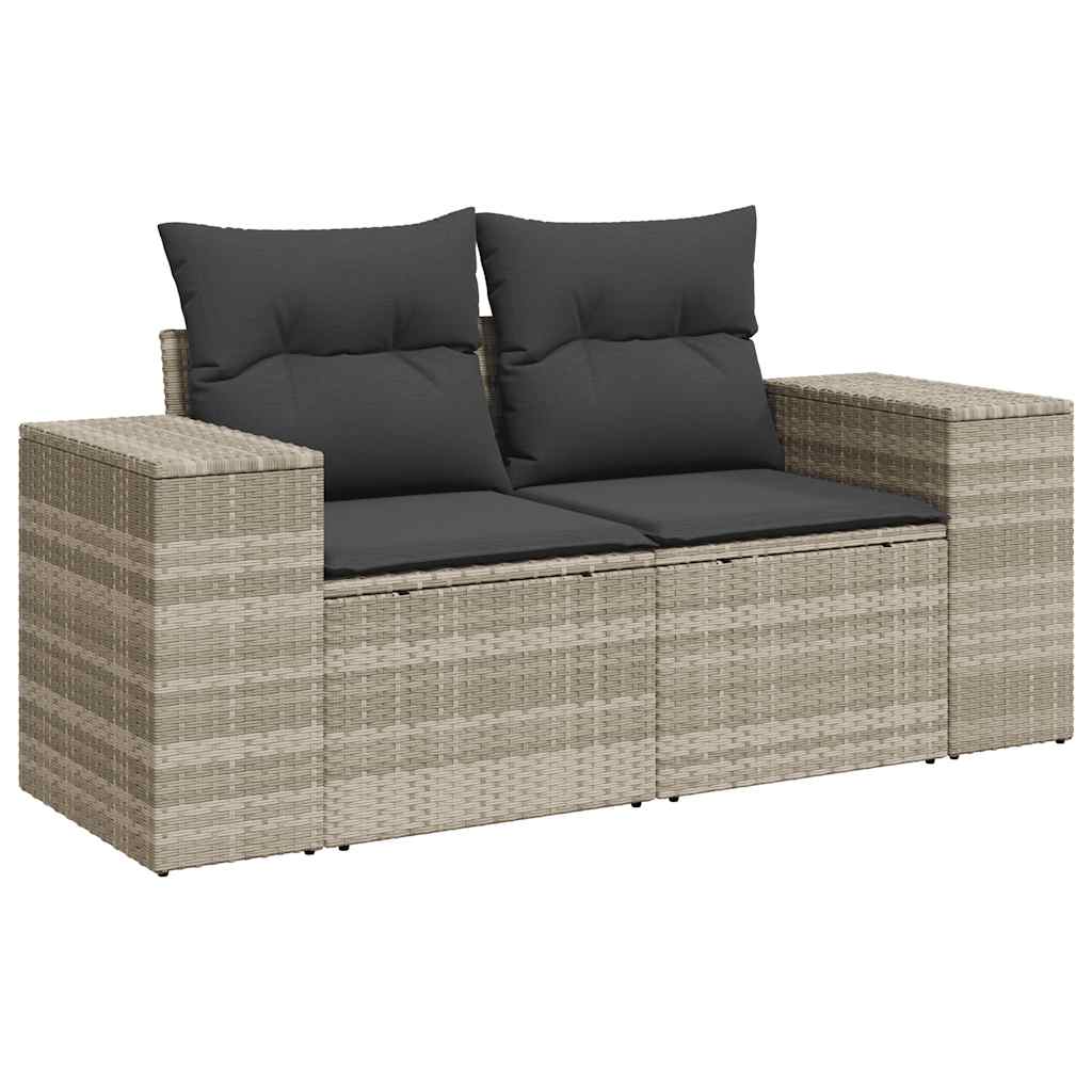 9-dijelni set vrtnih sofa od poliratana s jastucima svjetlosivi