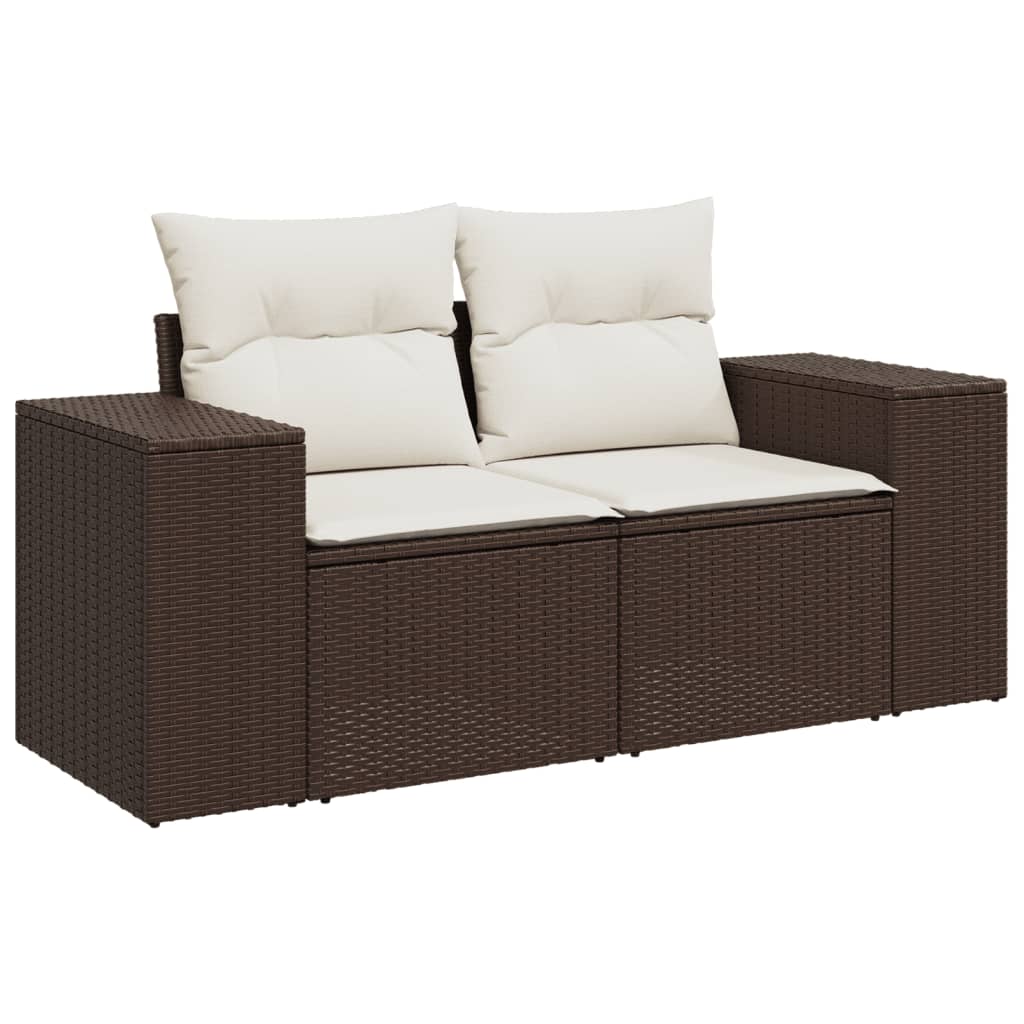 11-dijelni set vrtnih sofa od poliratana s jastucima smeđi