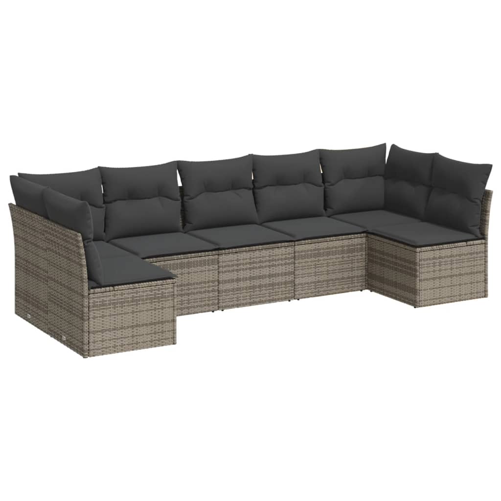 7-dijelni set vrtnih sofa sivi od poliratana