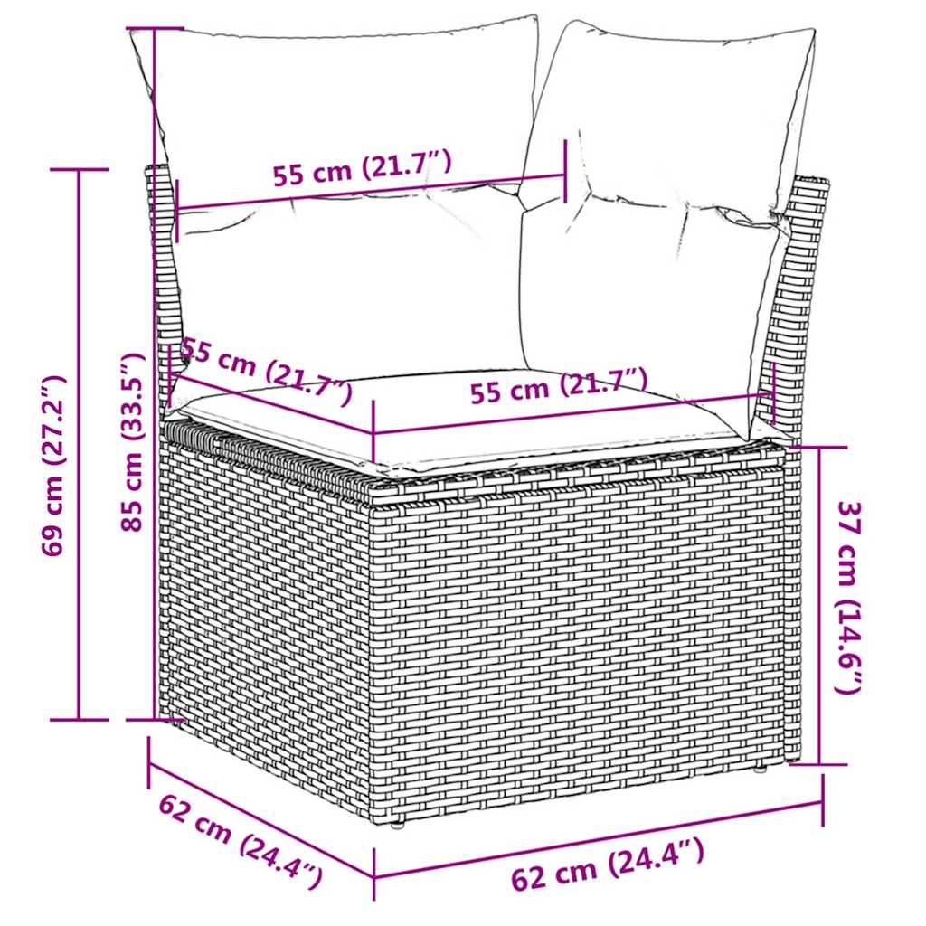 9-dijelni set vrtnih sofa s jastucima bež od poliratana