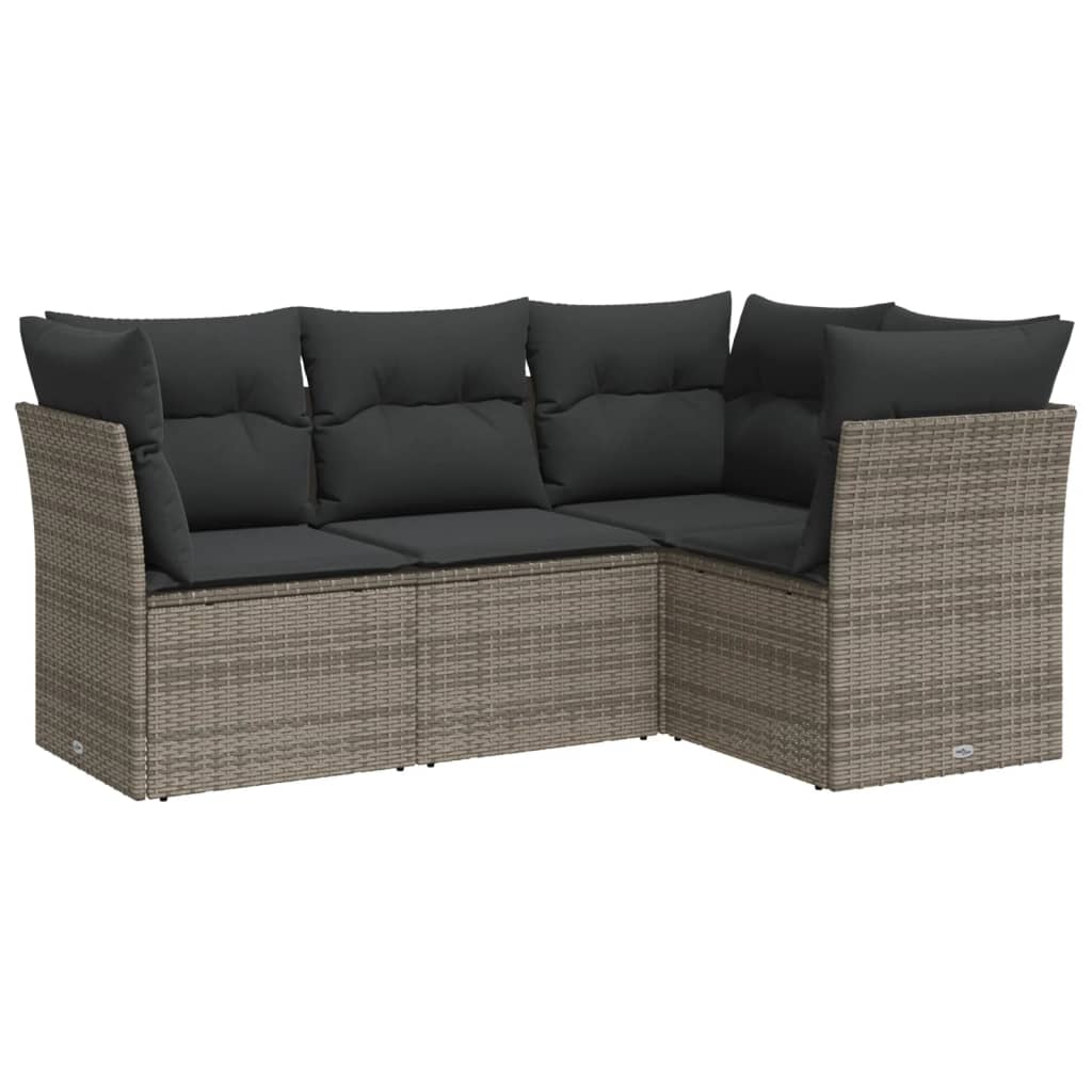 4-dijelni set vrtnih sofa od poliratana s jastucima sivi