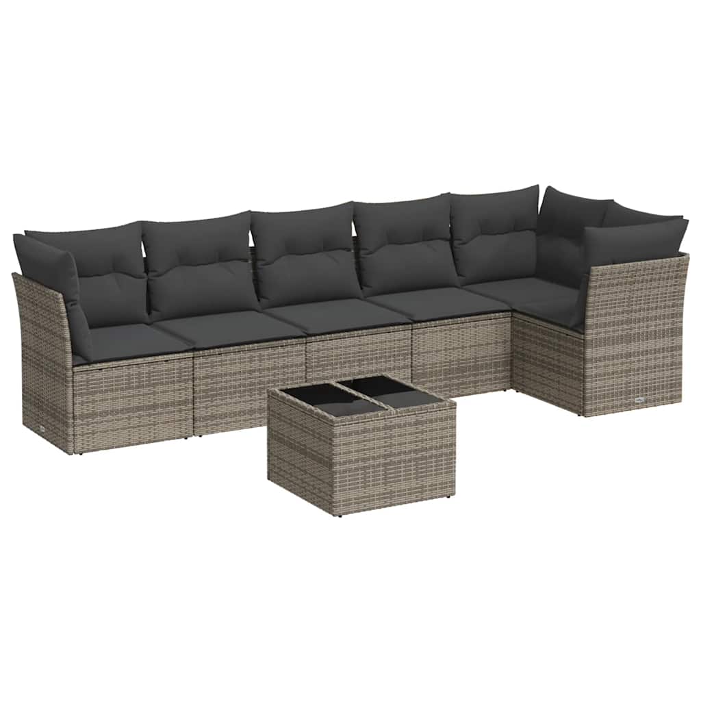 7-dijelni set vrtnih sofa sivi od poliratana