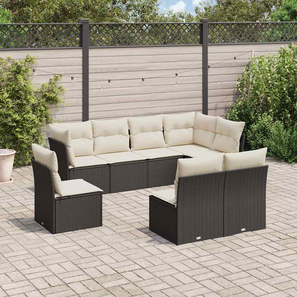 8-dijelni set vrtnih sofa od poliratana s jastucima crni