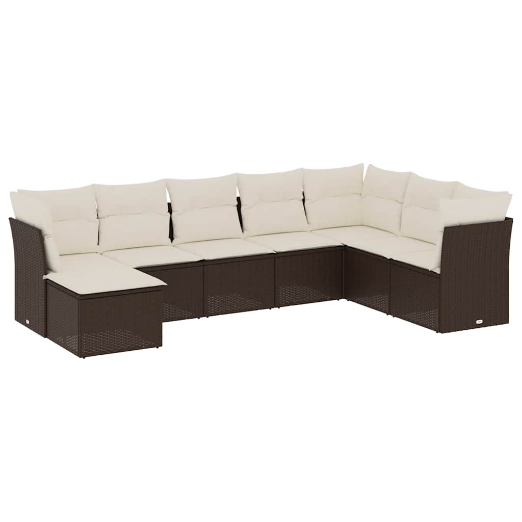 8-dijelni set vrtnih sofa s jastucima smeđi od poliratana