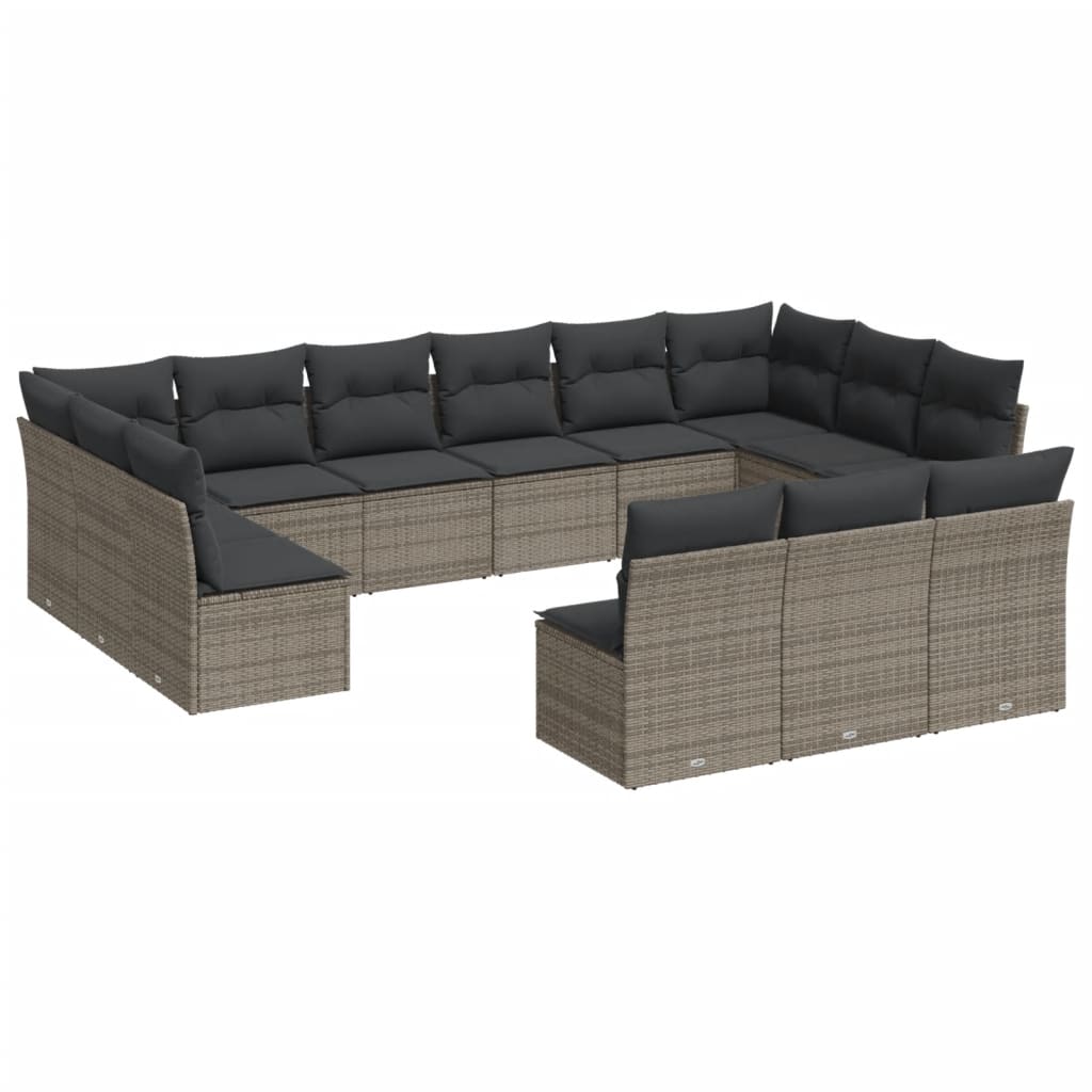 13-dijelni set vrtnih sofa od poliratana s jastucima sivi