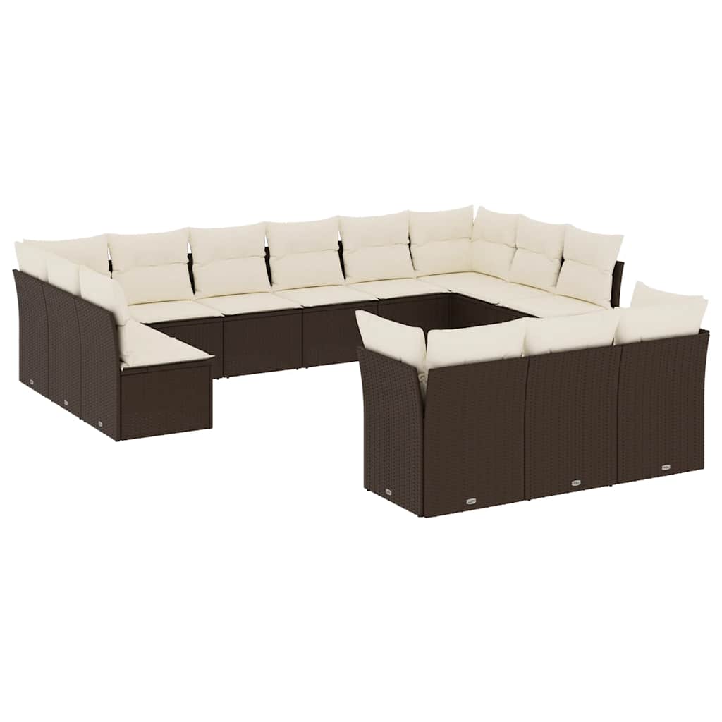 13-dijelni set vrtnih sofa s jastucima smeđi od poliratana