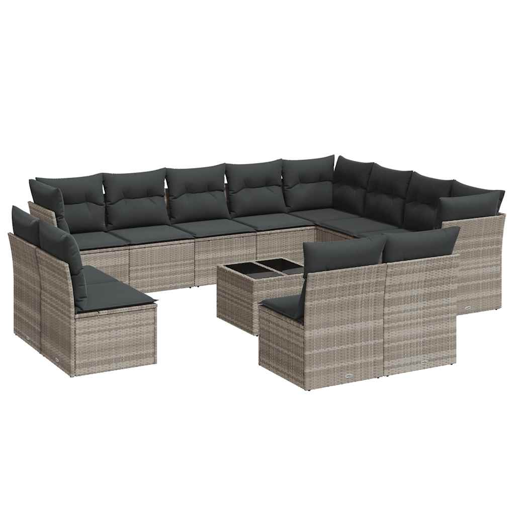 13-dijelni set vrtnih sofa poliratan s jastucima svijetlosivi