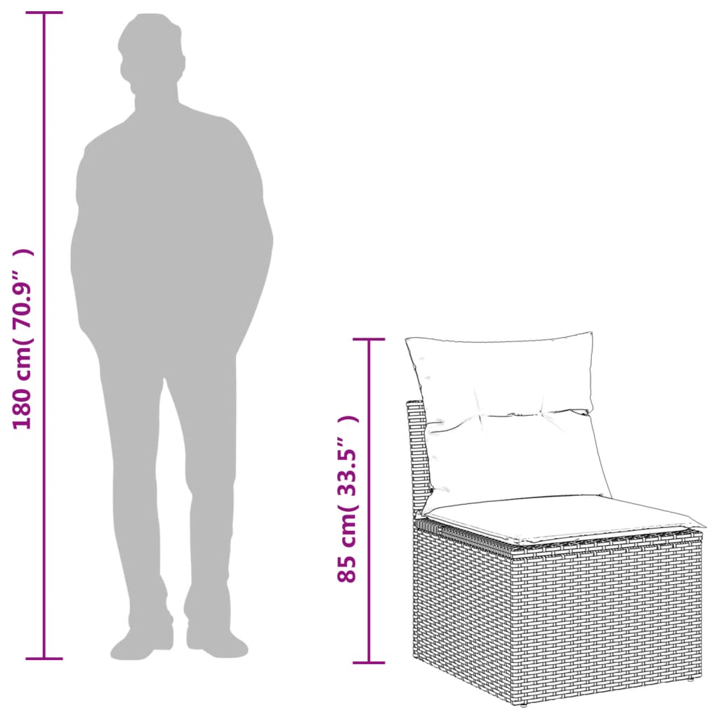 13-dijelni set vrtnih sofa s jastucima smeđi od poliratana