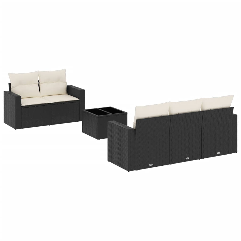 6-dijelni set vrtnih sofa s jastucima crni od poliratana