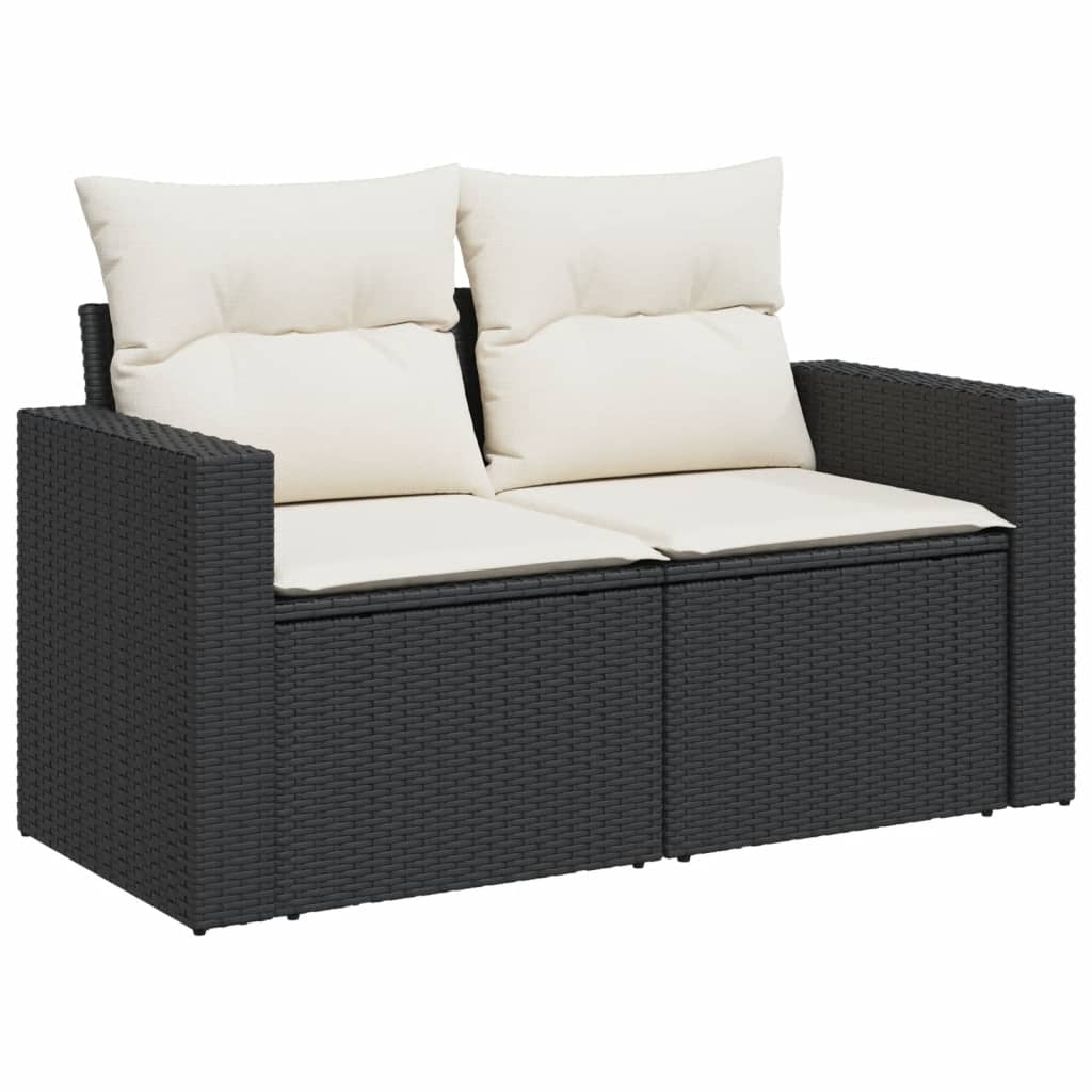 5-dijelna vrtna garnitura od poliratana s jastucima crna